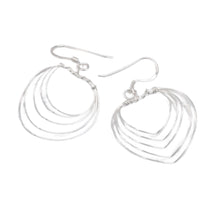 E0016 Hoop Earrings, Airy Heart Pattern